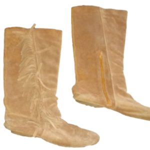 Vintage Ladies Sz 39 Tan Suede Fringed Leather boots